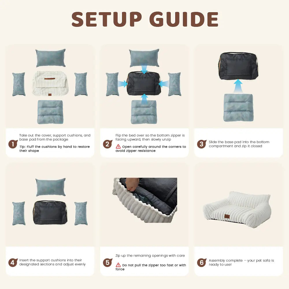 3 Styles Comfortable Pet Sofa Beds - Fluffy Fleece Cat Beds for Indoor Cats, Premium Soft with Removable Washable Cover