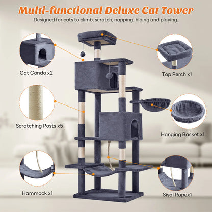 【New Size】 Cat Climbing Shelf, Post Cascading Cat Climbing Shelf, Indoor Playhouse, Cozy Nest, Durable, Space-Saving Design, Gift for Pet Owners