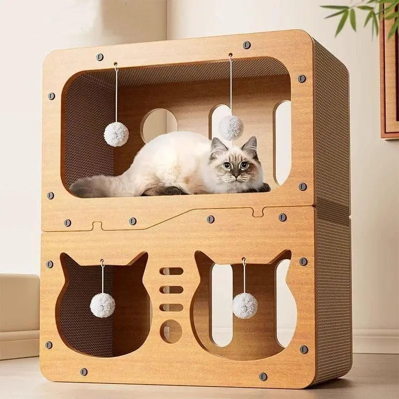 Wooden Scratcher, Scratching Board, Bed, Pet Furniture for Small Pets,Stylish  Bed for Big and Small  Spacious cool cat stuff cozy cat scratcher indoor cat accessories cat toys   cat bed  hanging cat stuff