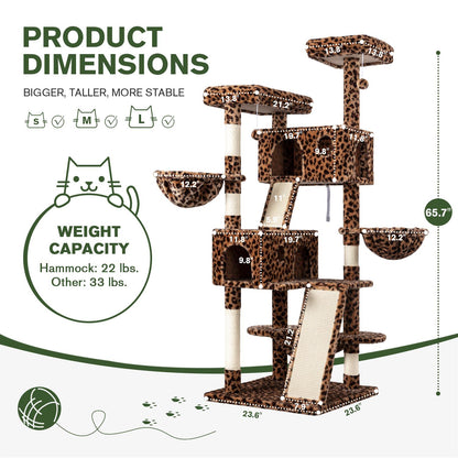 65in Multi-Level Cat Tree Tower for Indoor Big Cats with Cozy Plush Perches,Cat Condo,Sisal Scratching Posts & Hammock and Baskets#TikTokShopBlackFriday #ChristmasGifts