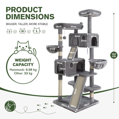 65in Multi-Level Cat Tree Tower for Indoor Big Cats with Cozy Plush Perches,Cat Condo,Sisal Scratching Posts & Hammock and Baskets#TikTokShopBlackFriday #ChristmasGifts