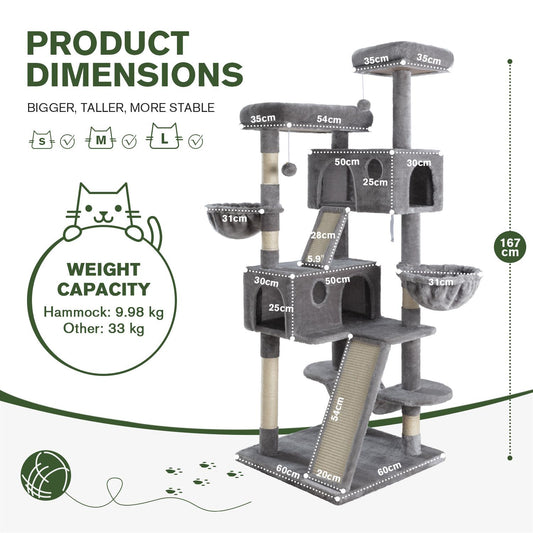65in Multi-Level Cat Tree Tower for Indoor Big Cats with Cozy Plush Perches,Cat Condo,Sisal Scratching Posts & Hammock and Baskets#TikTokShopBlackFriday #ChristmasGifts