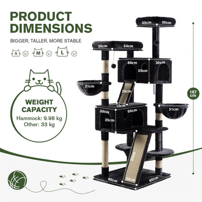 65in Multi-Level Cat Tree Tower for Indoor Big Cats with Cozy Plush Perches,Cat Condo,Sisal Scratching Posts & Hammock and Baskets#TikTokShopBlackFriday #ChristmasGifts