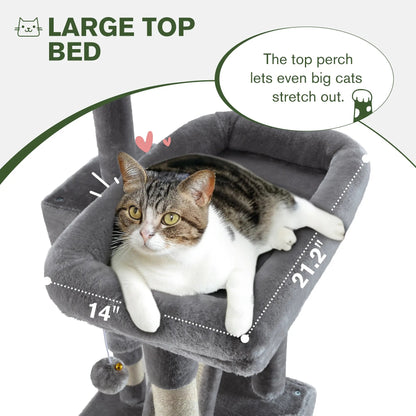 65in Multi-Level Cat Tree Tower for Indoor Big Cats with Cozy Plush Perches,Cat Condo,Sisal Scratching Posts & Hammock and Baskets#TikTokShopBlackFriday #ChristmasGifts