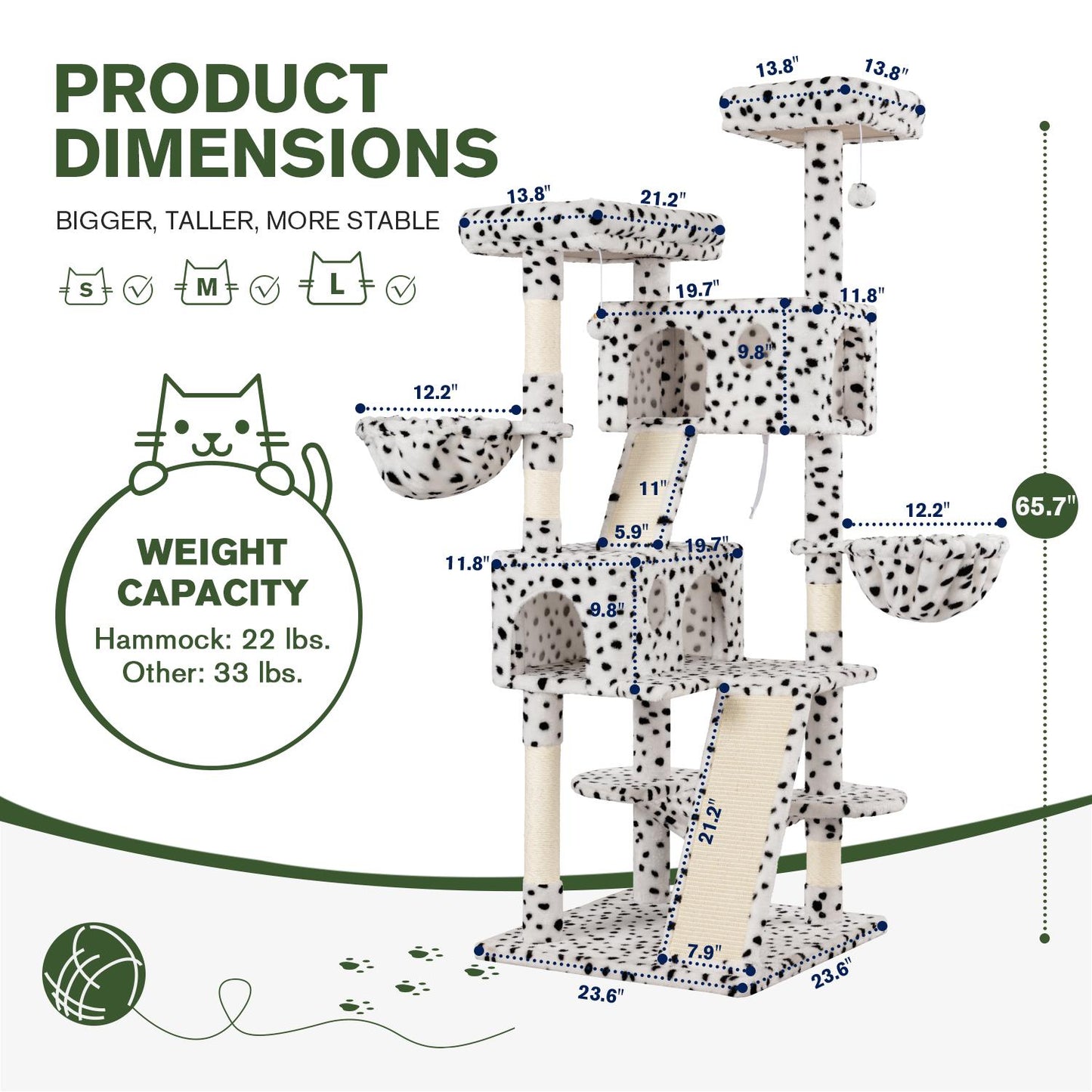 65in Multi-Level Cat Tree Tower for Indoor Big Cats with Cozy Plush Perches,Cat Condo,Sisal Scratching Posts & Hammock and Baskets#TikTokShopBlackFriday #ChristmasGifts