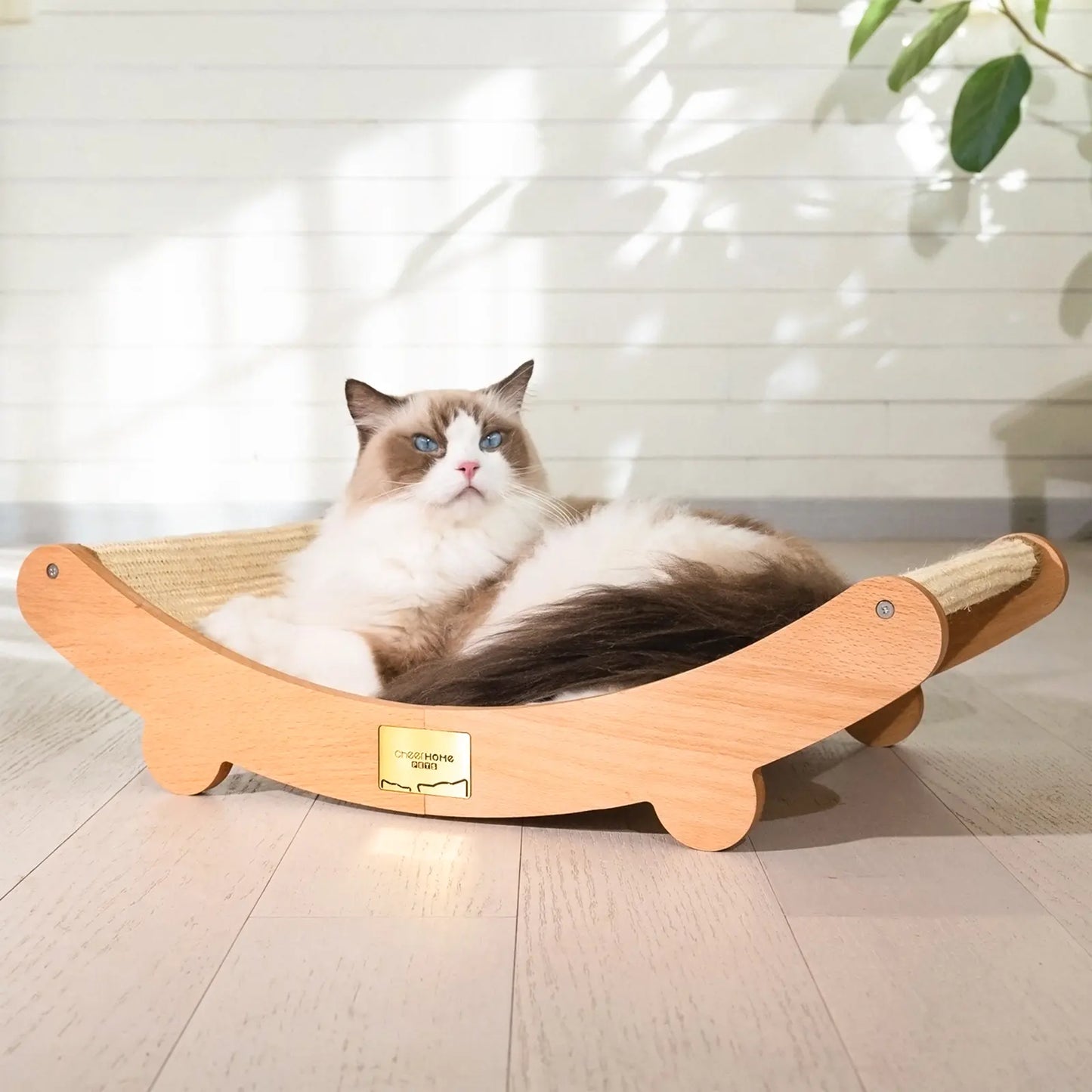 Sisal Cat Scratching Bed, Nartural Sisal Wear-resisitant Cat Scratcher, Cat Paw Pad for Large Cats, Cat Scratching Board Protects Cat From Scratching, Wooden Cat Home Furniture