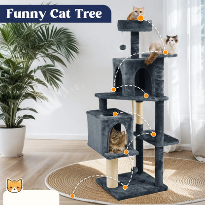 WeCharmer Cat Tree / Tower for Indoor with Green Leaves, Cat Condo Cozy Plush House with Hang Ball,  Pet Furniture with Scratching Posts cat  tree