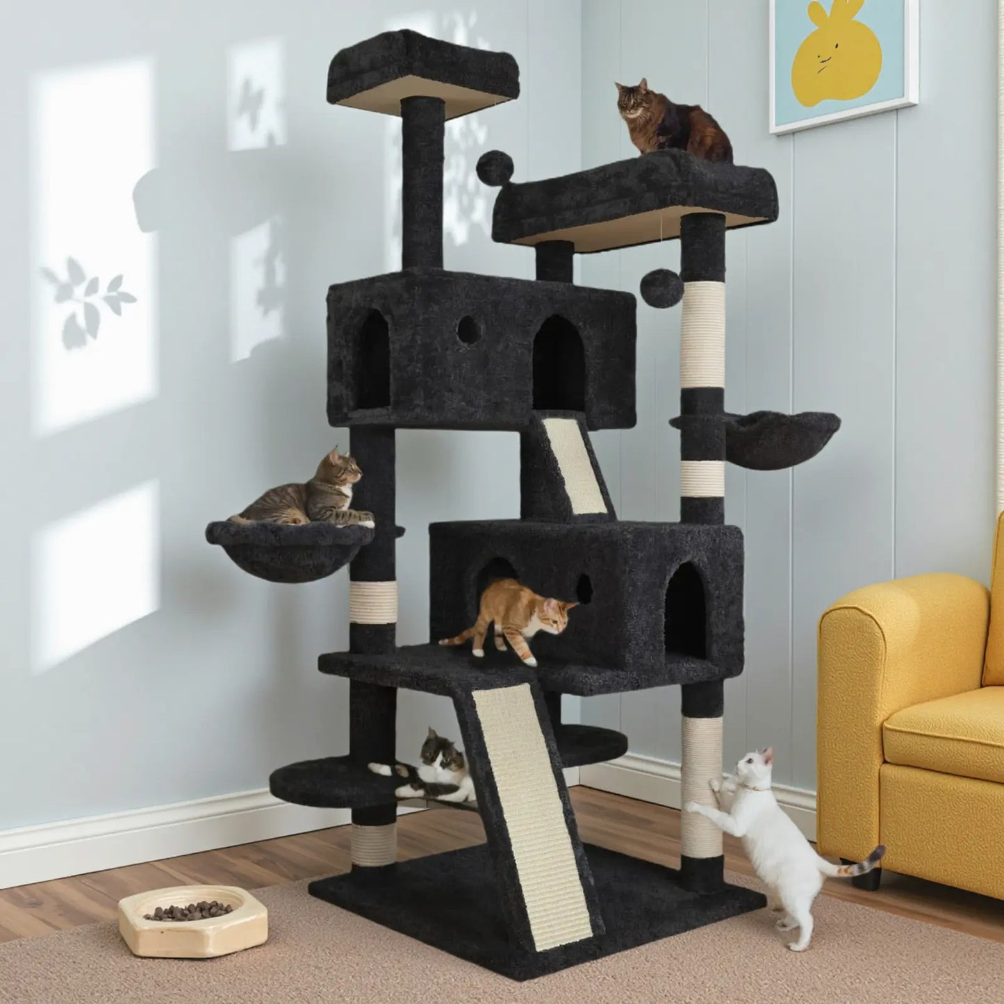 65in Multi-Level Cat Tree Tower for Indoor Big Cats with Cozy Plush Perches,Cat Condo,Sisal Scratching Posts & Hammock and Baskets#TikTokShopBlackFriday #ChristmasGifts