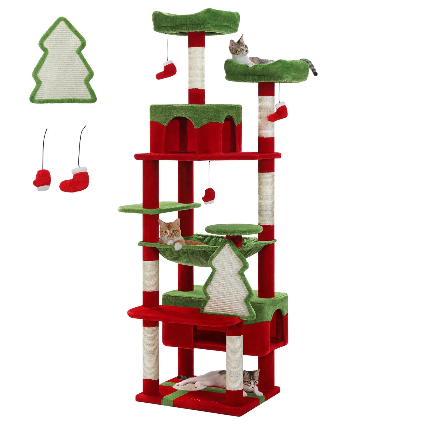 Road Large 72 Inches Flower/Cactus Cat Tree & Tower for Indoor Cats with Sisal-Covered Scratching Posts Padded Perches Condos & Basket Gray/Dark Gray/Beige Vertical Scratcher 8-Level Structure