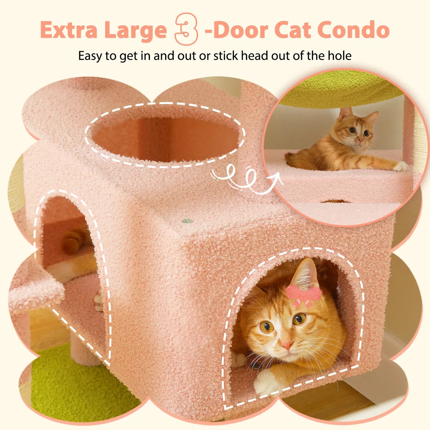 Road Large 72 Inches Flower/Cactus Cat Tree & Tower for Indoor Cats with Sisal-Covered Scratching Posts Padded Perches Condos & Basket Gray/Dark Gray/Beige Vertical Scratcher 8-Level Structure