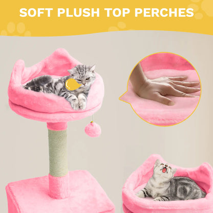 Tall Cat Tree for Indoor Cats, Multi-Level Cat Tower with Cat Condos, Top Perches, Cozy Basket,Hammocks, Large Pet Activity Structure
