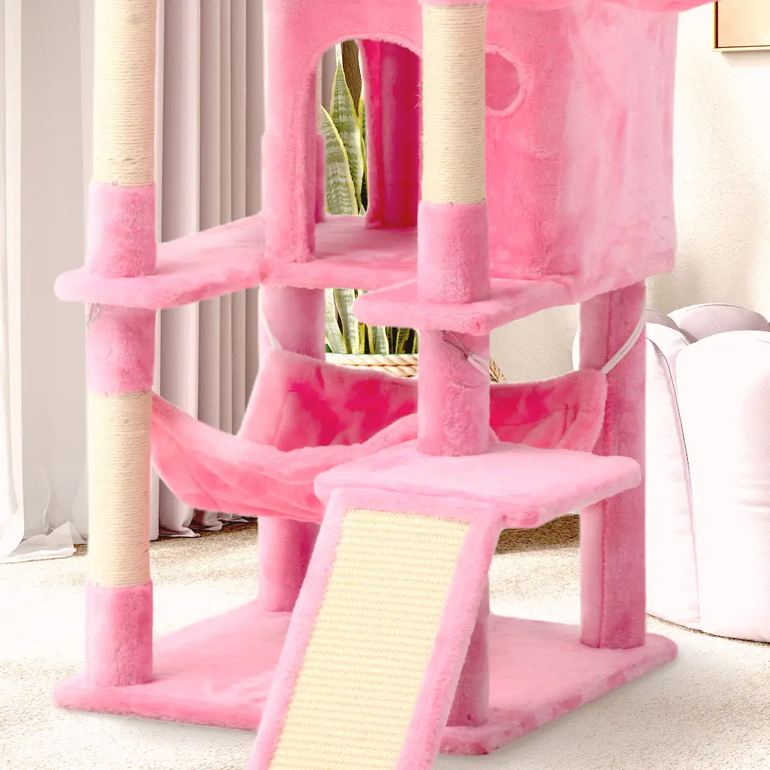 Tall Cat Tree for Indoor Cats, Multi-Level Cat Tower with Cat Condos, Top Perches, Cozy Basket,Hammocks, Large Pet Activity Structure