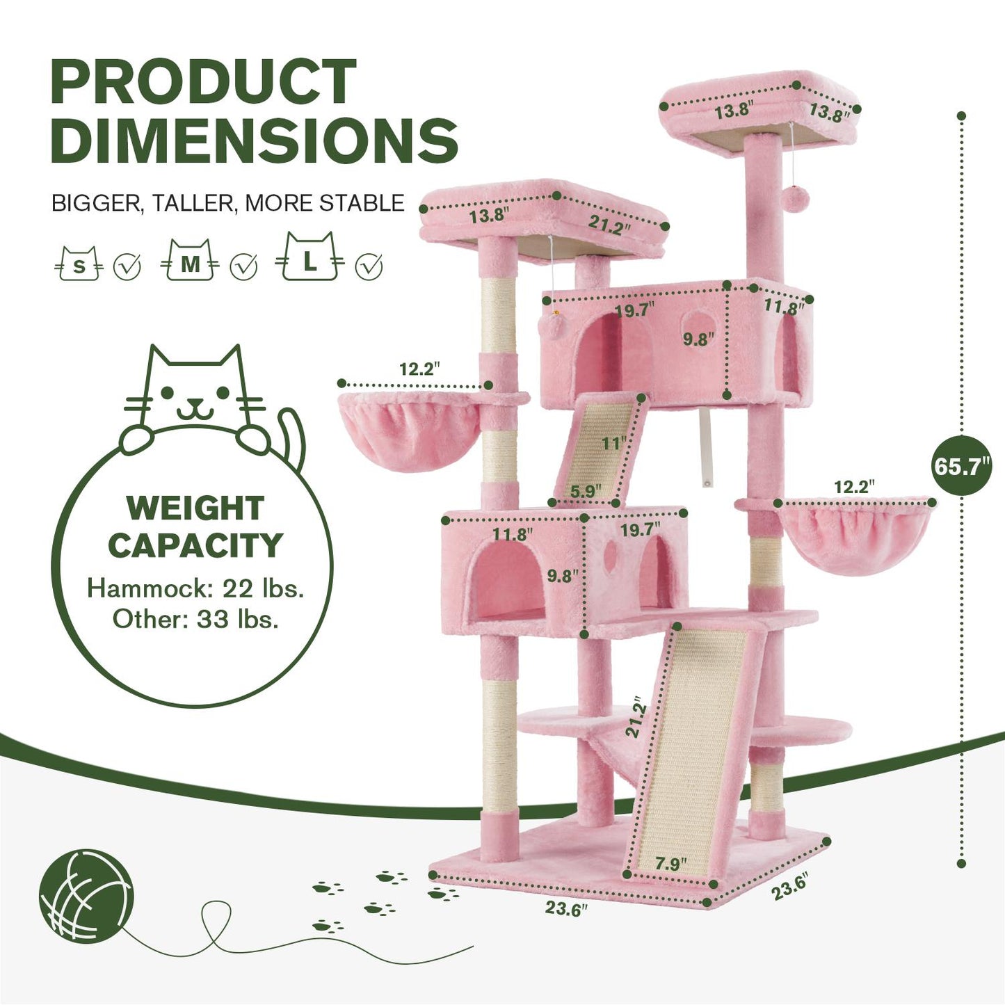 65in Multi-Level Cat Tree Tower for Indoor Big Cats with Cozy Plush Perches,Cat Condo,Sisal Scratching Posts & Hammock and Baskets#TikTokShopBlackFriday #ChristmasGifts