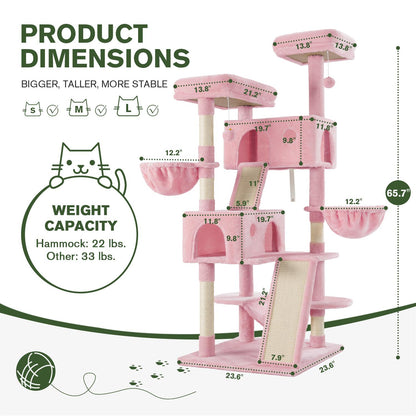 65in Multi-Level Cat Tree Tower for Indoor Big Cats with Cozy Plush Perches,Cat Condo,Sisal Scratching Posts & Hammock and Baskets#TikTokShopBlackFriday #ChristmasGifts