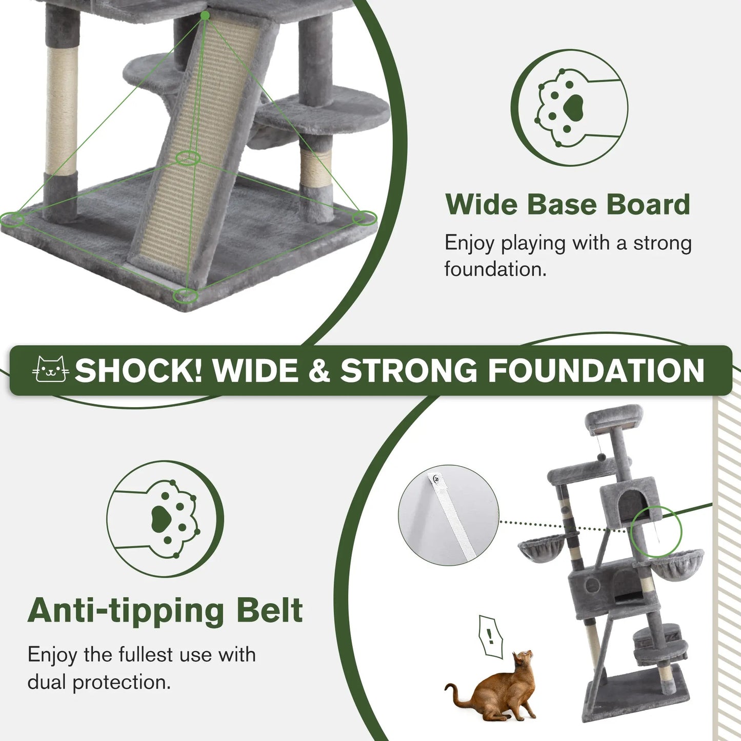 65in Multi-Level Cat Tree Tower for Indoor Big Cats with Cozy Plush Perches,Cat Condo,Sisal Scratching Posts & Hammock and Baskets#TikTokShopBlackFriday #ChristmasGifts
