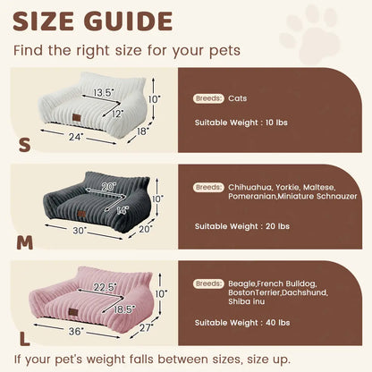 3 Styles Comfortable Pet Sofa Beds - Fluffy Fleece Cat Beds for Indoor Cats, Premium Soft with Removable Washable Cover