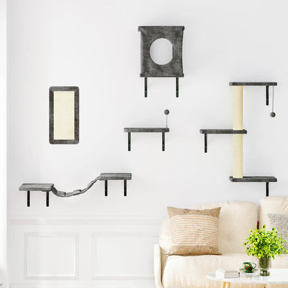 5-Piece Wall Mounted Cat Climbing Set – Soft House, Cat Scratching Board, Cat Tree, Cat Hammock &  Cat Juamping Platform[ChristmasGift]